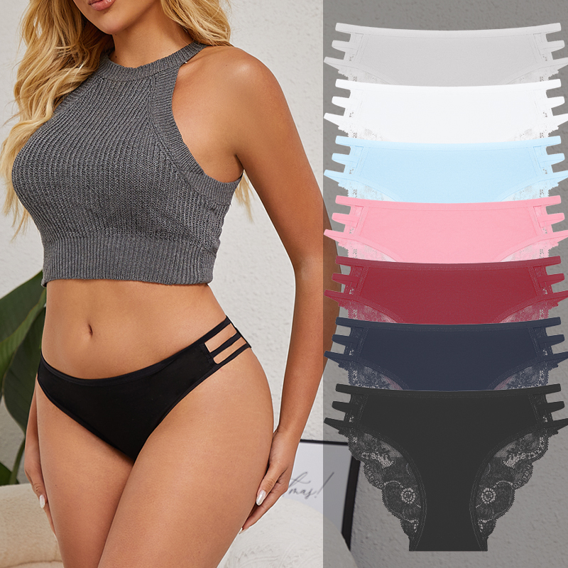 3 개/대 여성 섹시한 레이스 팬티 낮은 상승 속이 빈 팬티 Feamale 탄성 스트랩 부드러운 란제리에 대한 꽃 투명 속옷