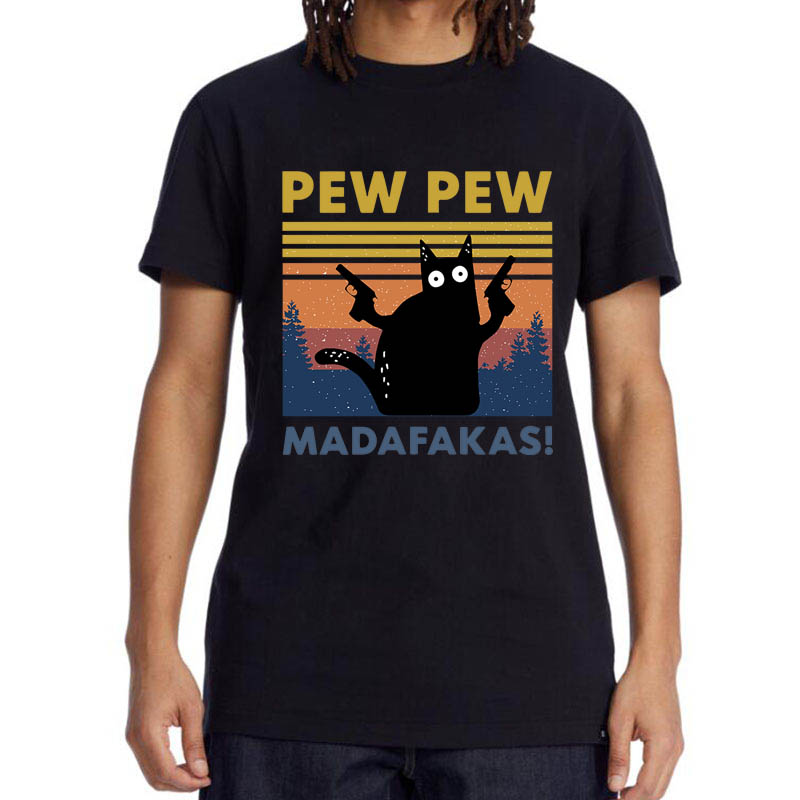 Kerkbank Kerkbank Madafakas T-shirt Mannen Korte Mouw Nieuwigheid Grappige Kat T-shirt Katoen Losse Tops Shirts Tee T-shirt Ronde Hals streetwear
