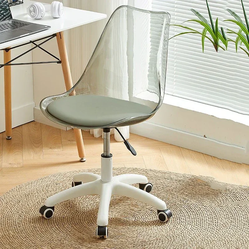 Cadeira giratória para reunião de computador, encosto relaxante para estudantes, acrílico nórdico, transparente, cômoda, móveis para escritório