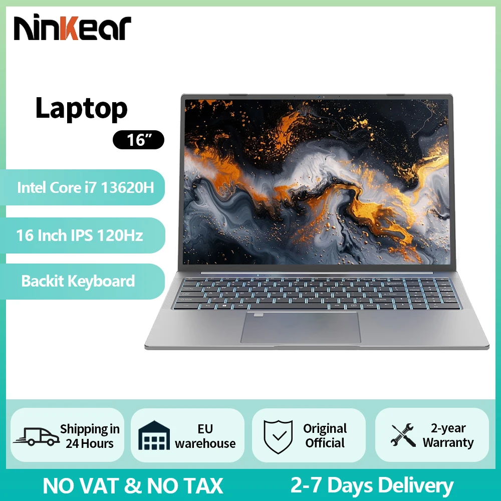 Laptop 32GB DDR4+1TB SSD 13. Intel i7-13620H 16'' 2.5K IPS 120Hz Komputer do gier 63.52Wh Rozblokowanie odciskiem palca Notebook WiFi 6