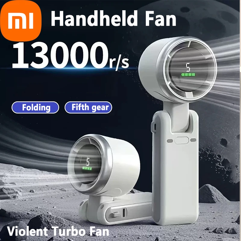 Xiaomi Mini высокоскоростной ручной вентилятор с зарядкой через USB, цифровой дисплей, портативный настольный складной подвесной вентилятор для кемпинга, жестокий турбовентилятор