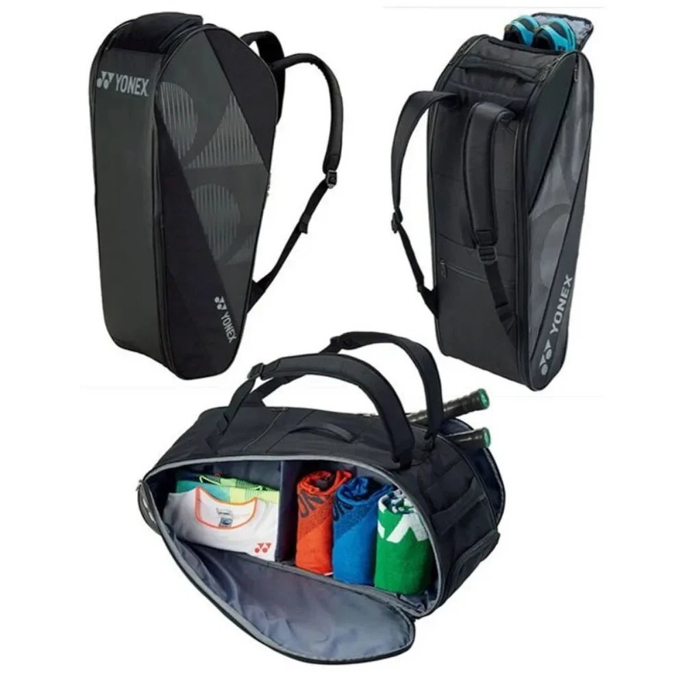 YONEX-Bolsa para raqueta de bádminton auténtica, Mochila deportiva profesional, portátil, de gran capacidad, con compartimento para zapatos para 3-4 raquetas
