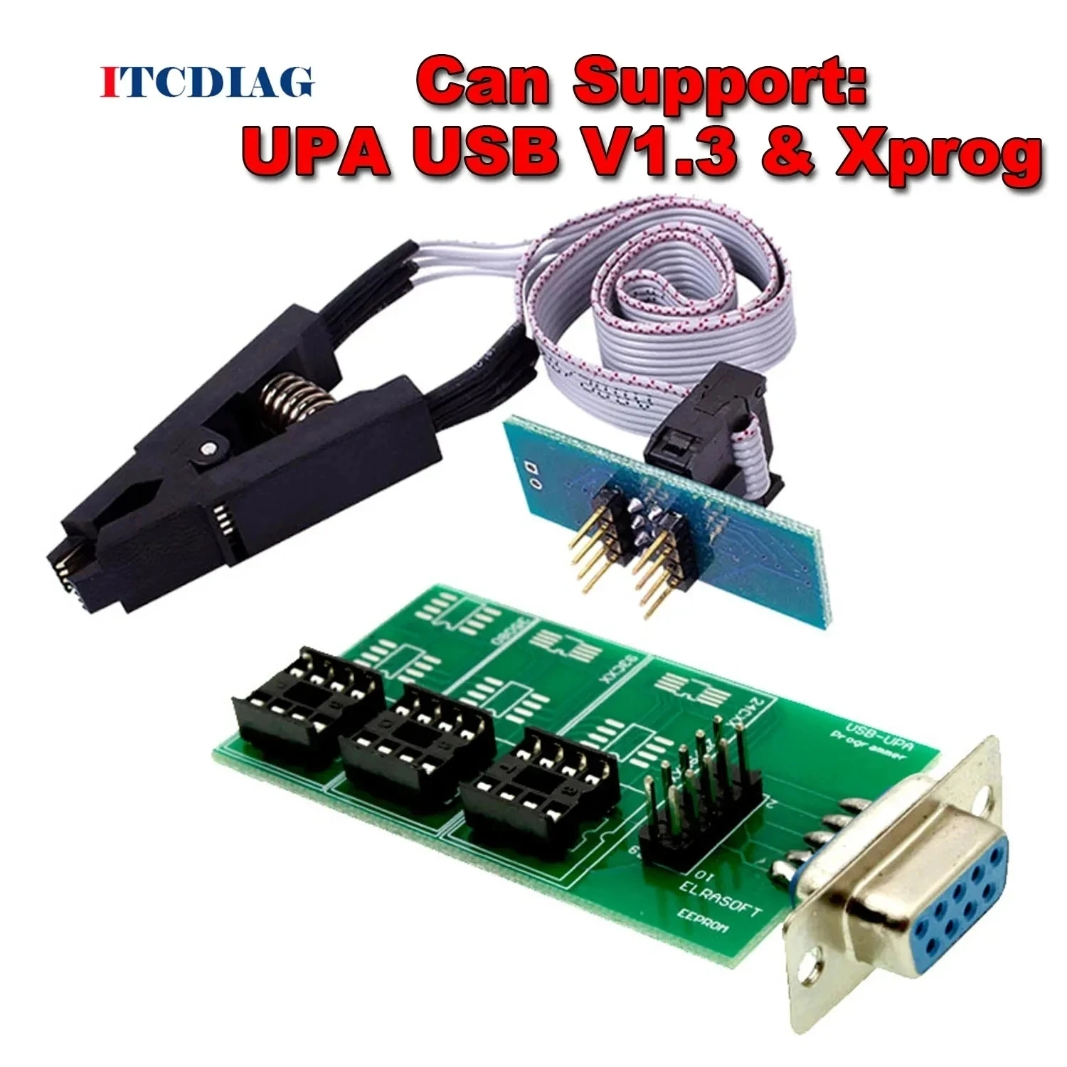 Programador de sintonización de Chip ECU UPA USB V1.3 Xprog, adaptador de placa Eeprom con Clip SOP8 SOIC8 para Chips 24CXX y 25 / 95XXX 93CXX 35080
