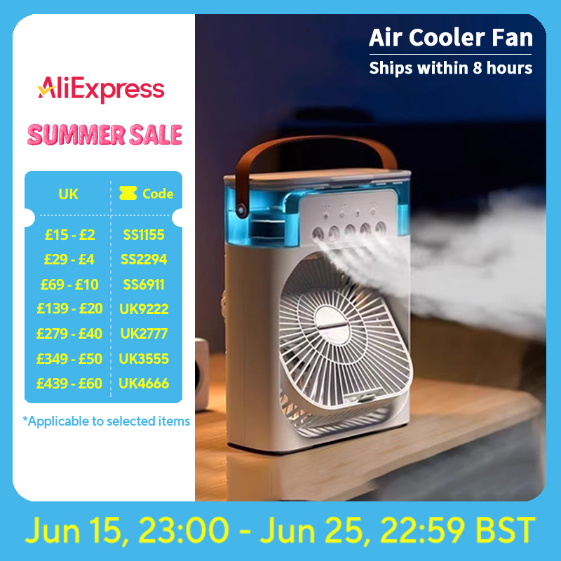 Neue 3-in-1-Ventilator, Klimaanlage, Haushalt, Mini-Luftkühler, LED-Nachtlicht, tragbarer Luftbefeuchter, Lufteinstellventilator, Büro- und Heimventilator
