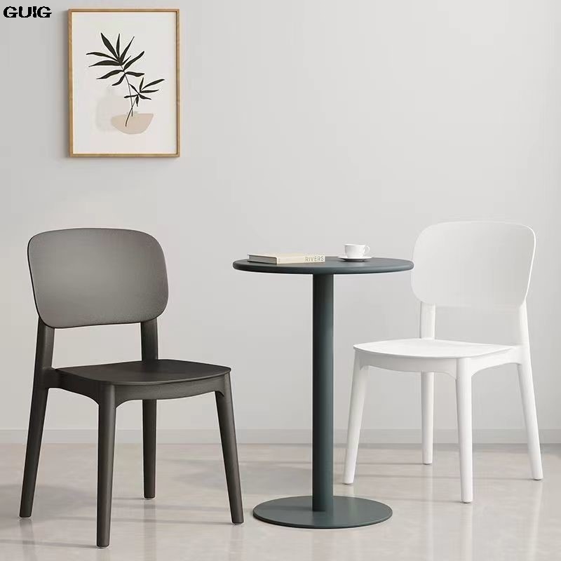 GUIG-silla de plástico gruesa para el hogar, se puede apilar, asiento largo, cómoda mesa de comedor, taburete con respaldo creativo de diseño