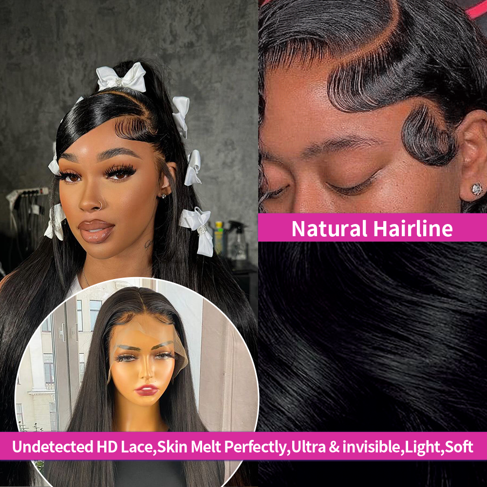 ブラジルのナチュラルヘアウィッグ,滑らかな人間の髪の毛,高密度,13x6,40インチ