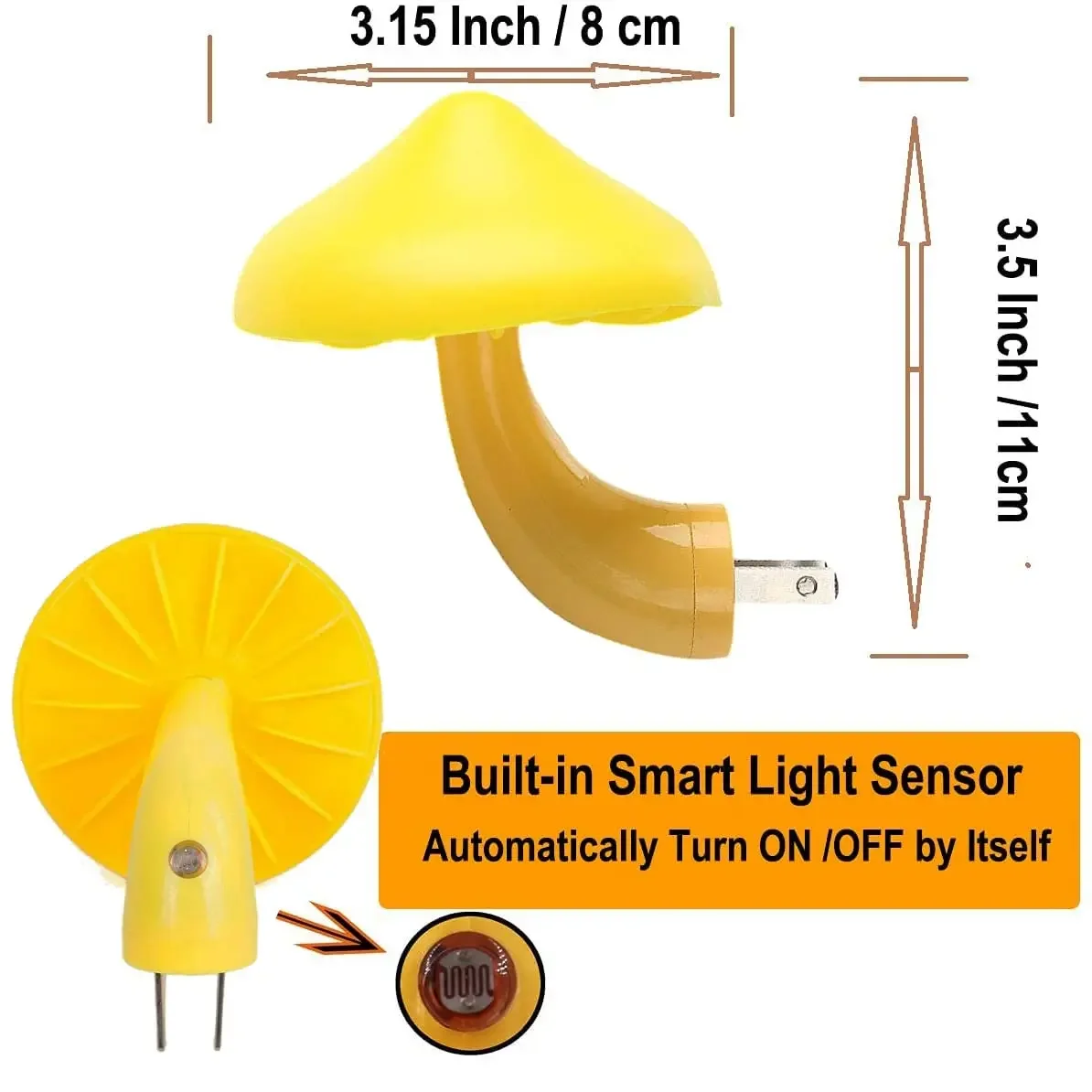 Luz LED nocturna con Sensor de luz para adultos y niños, luz nocturna con forma de seta, lámparas de pared enchufables para dormitorio, baño y inodoro