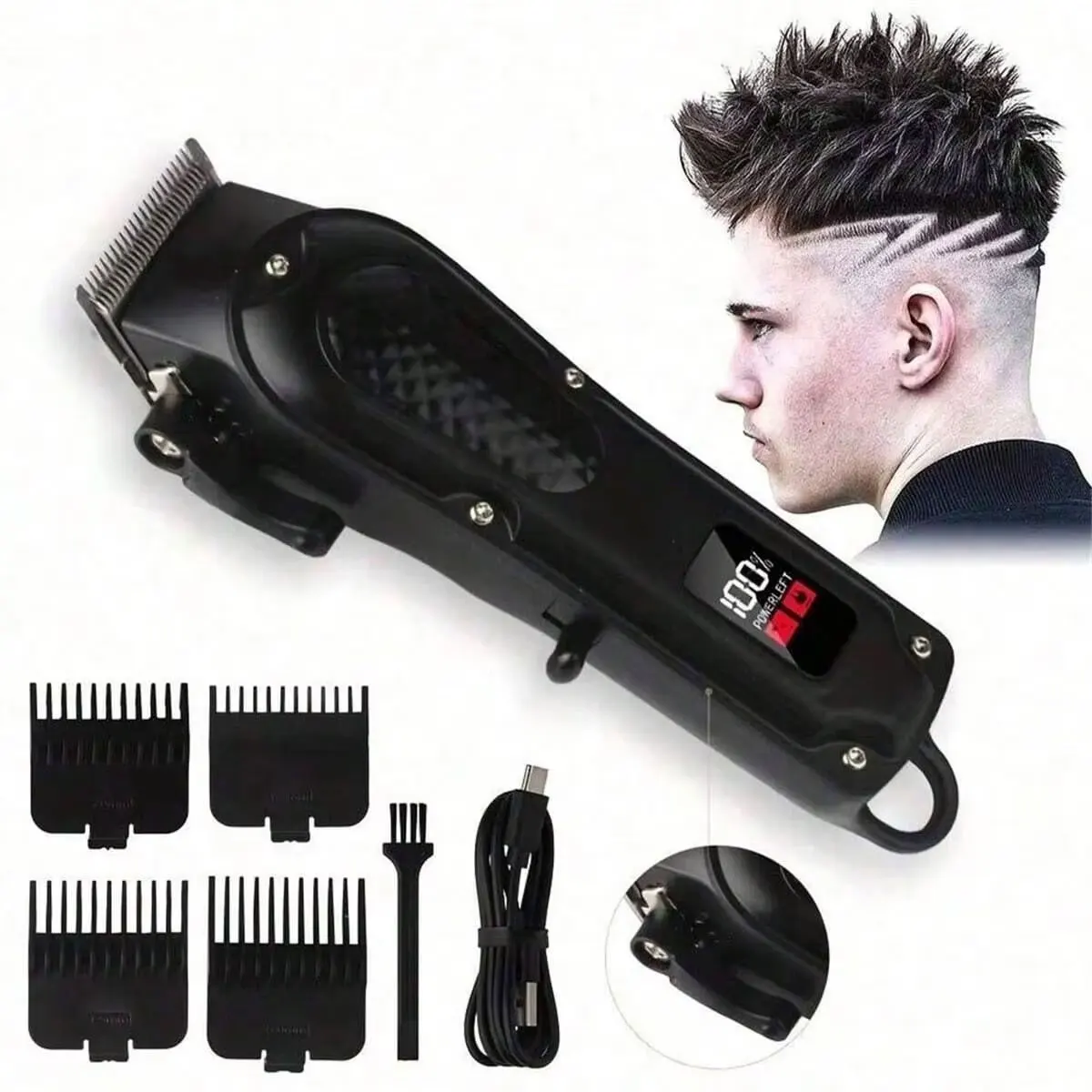 มืออาชีพ USB ชาร์จผม Clipper และเครื่องตัดหนวดเครา, ไร้สาย, ของขวัญที่เหมาะสําหรับผู้ชาย