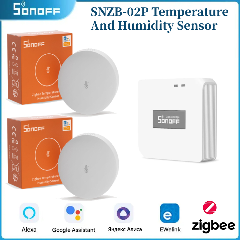 SONOFF-Sensor de temperatura y humedad SNZB-02P Zigbee, Monitor de alta precisión para hogar inteligente a través de la aplicación EWeLink, Alexa y Google Home