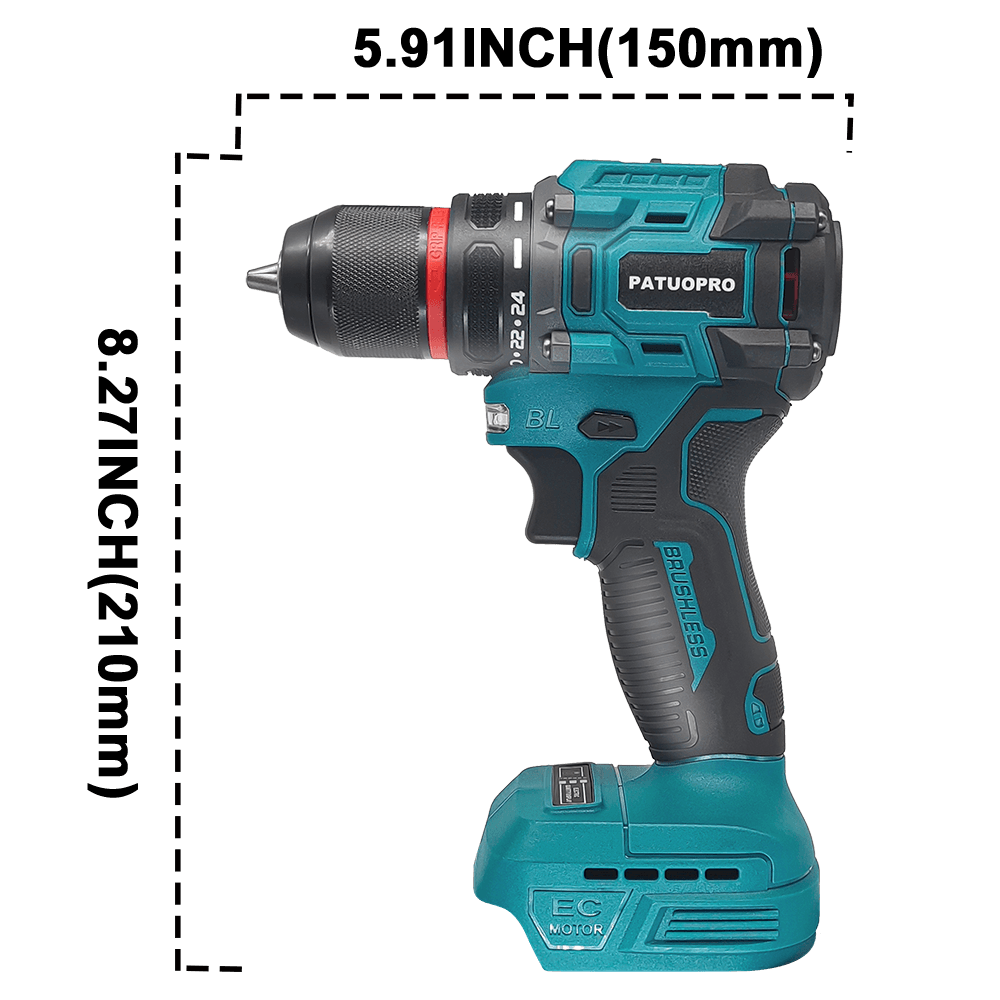 2-Speed 10mm Electric Brushless Drill Cordless Handheld Drill Screwdriver 60-100N.m Portable Power Tools For Makita 18V Battery