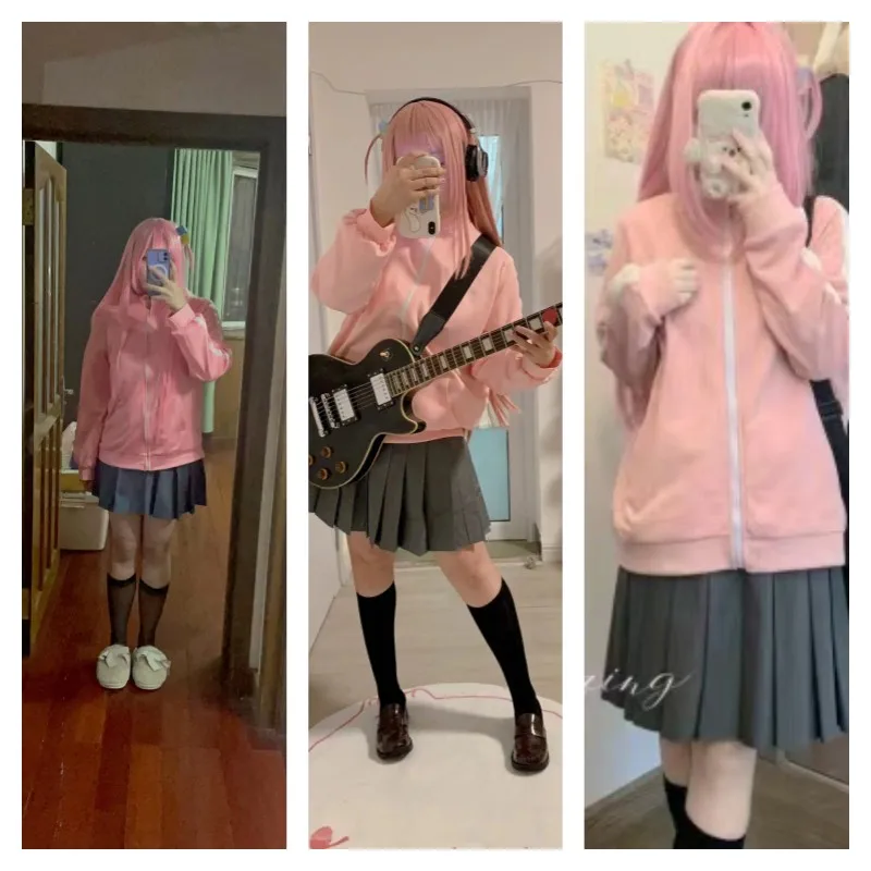 アニメぼっちザ・ロック後藤一人コスプレ衣装山田涼ピンクコートスカート JK 制服ハロウィン衣装