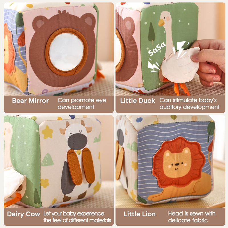 Juguetes Montessori, caja mágica de pañuelos de animales de algodón para niños, tablero ocupado para ejercicio de los dedos, juguetes para actividades educativas para bebés, regalos de juego sensorial
