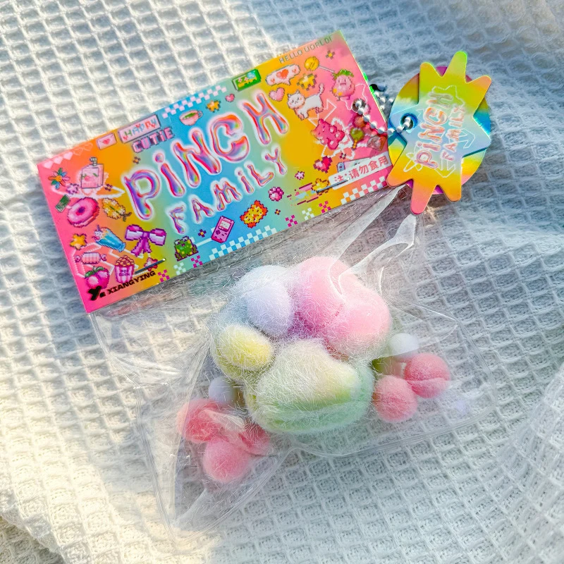 TPR Cat's Paw with Fur Stress Relief Squishy Toy Fidget Toy Mini Kawaii Plush Cat Paw Silicone Small Cat Paw Cute Pink Cat Foot