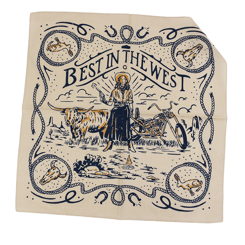 Bandanas de algodón West Cowboy hombres bolsillo cuadrado señoras diadema Ranch cabeza bufanda pañuelo sombreros