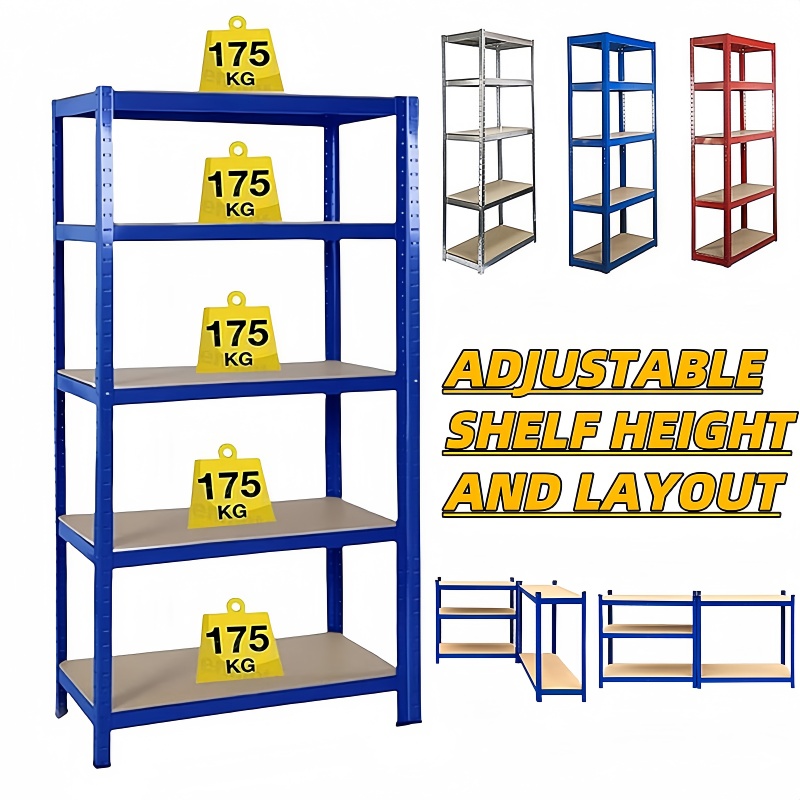 lucn 5-Tier Boltless Metal Shelf - No Tools Storage Rack, Adjustable Garage Shelves for Warehouse/Shed/Shop, 175kg/Shelf