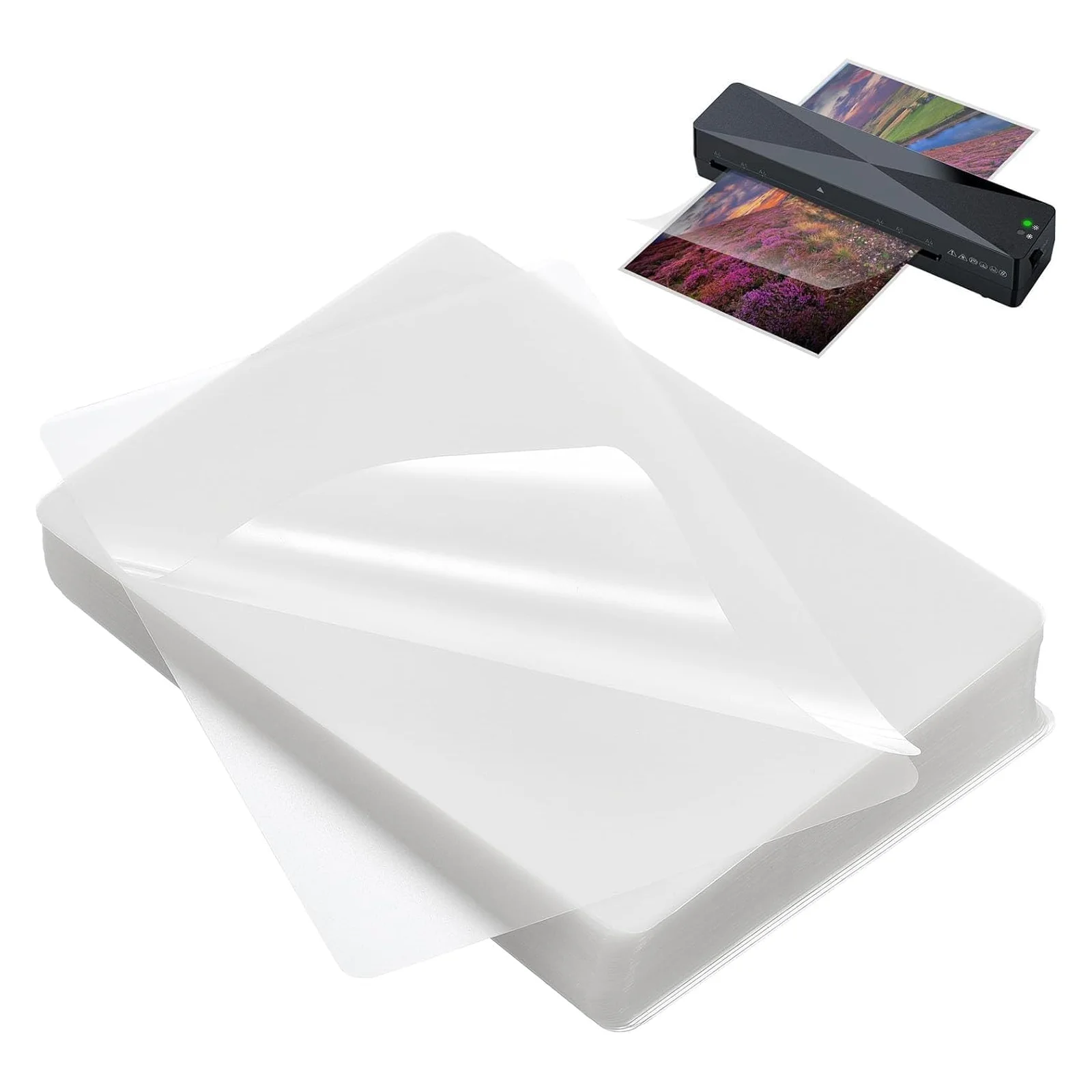 100 folhas de laminação térmica a4/3r/4r/5r, 60 malotes de canto redondos transparentes de microfone, compatíveis com todos os laminadores térmicos