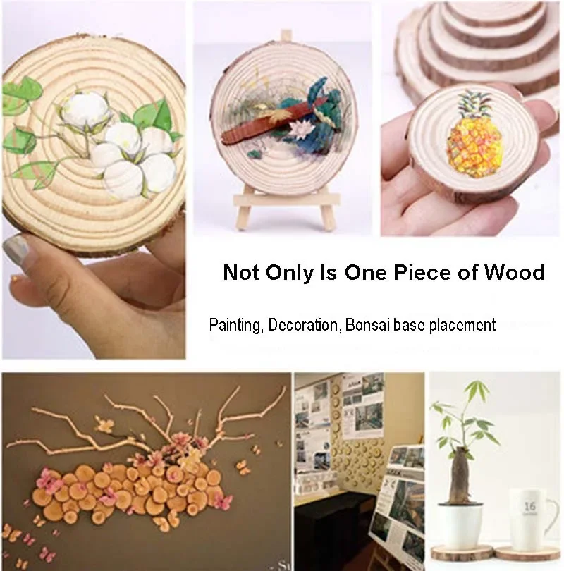 3-16CM Thông Tự Nhiên Tròn Chưa Hoàn Thành Gỗ Lát Tròn Với Vỏ Cây Đăng Nhập Đĩa Đồ Trang Trí Đám Cưới đảng Tranh 1-10Pc