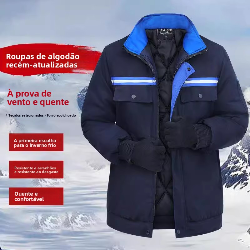 Jaqueta de Aodão Acolchoada para o Inverno 2023, Resistente à Sujeira e ao Uso, Roupas de Trabalho Protetoras para Homens