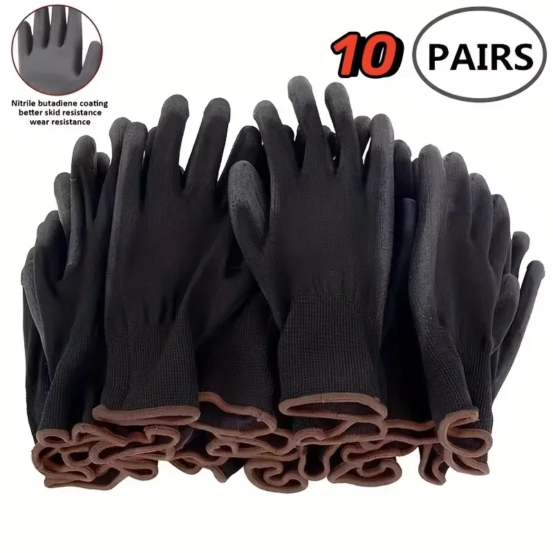 10 pares de guantes de seguridad duraderos: protección ESD antideslizante, resistente al desgaste para jardinería y carpintería