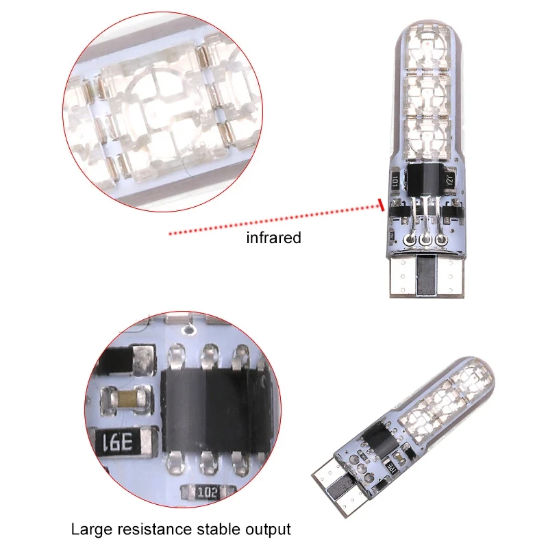 2x T10 impermeabile W5w 501 lampadina laterale per cuneo per auto-6SMD 5050 RGB 7 colori LED telecomando (senza batteria) lampada a cuneo flash stroboscopico