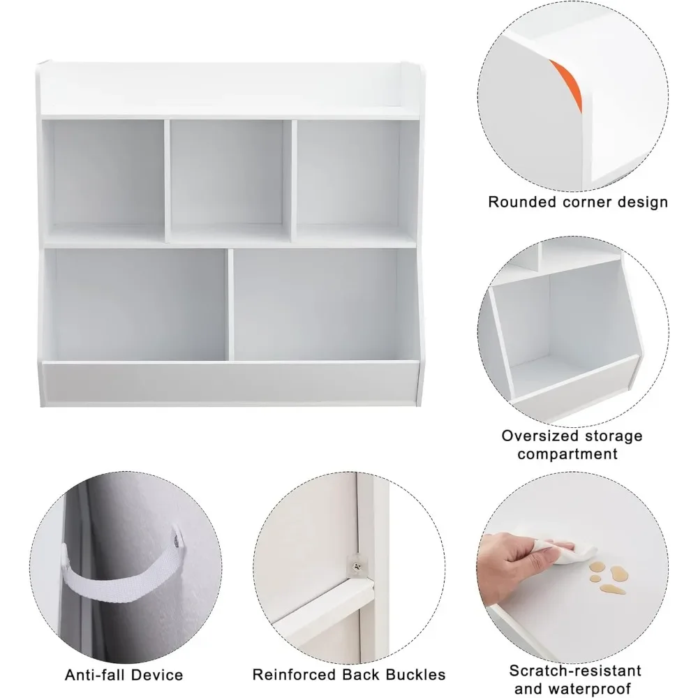 Toy Storage Organizer with Bookshelf, Cubby Children's Toy Shelf, Toy Storage Cabinet, Suitable for Children's Room, Playroom
