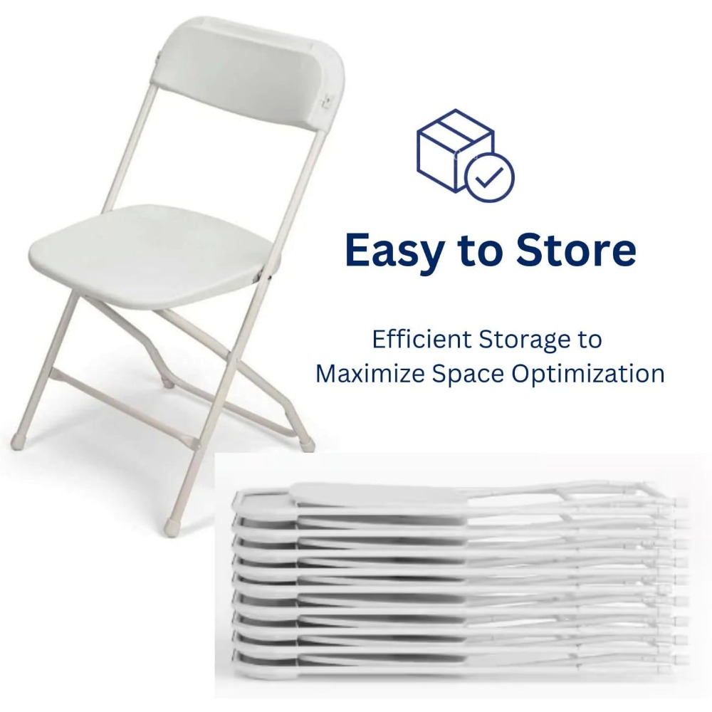 White Folding Chairs 10-Pack,Portable Events Chairs, Plastic Folding Chair, Stylish 650 lb Capacity for Party, School and Church