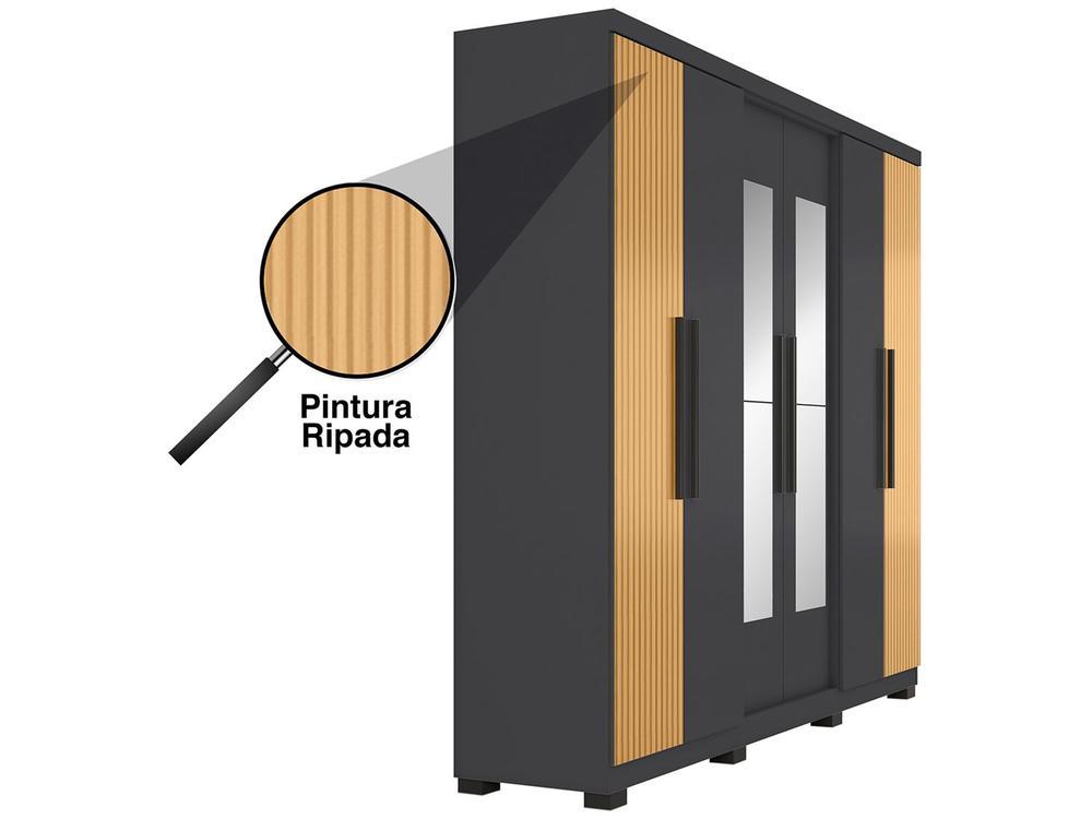 Guarda-roupa Casal com Espelho 6 Portas 4 Gavetas Araplac Braga