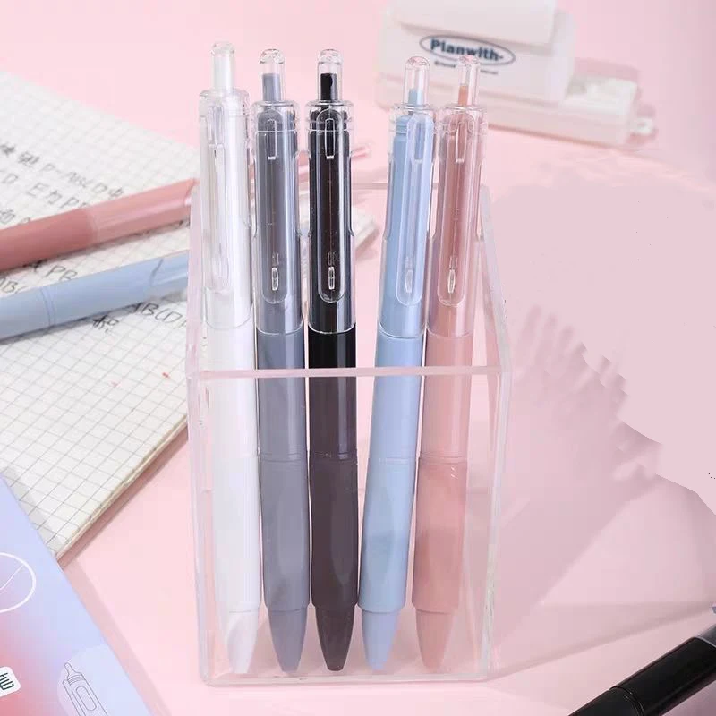 ปากกาลูกลื่นคลิก 0.5 มม. สีดําสวยงามสูง 5 แพ็คสําหรับใช้ในสํานักงานและอ่านหนังสือ