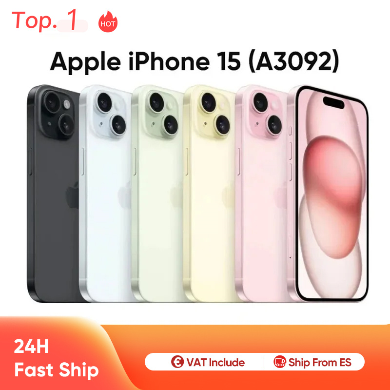Apple iPhone 15 A3092 6GB RAM 128GB ROM iOS 17 6,1 ''Super Retina XDR OLED Display IP68 Resistente à poeira/água Dual SIM