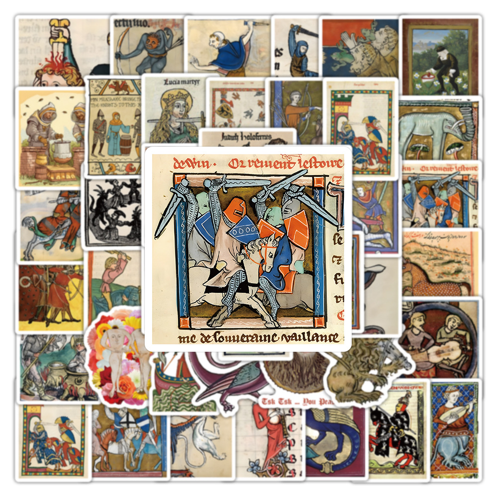 10/30/50PCS Retro Medieval Art Poster Pattern Sticker DIY Phone Laptop Luggage Skateboard Graffiti Decals Fun for Kid Toy