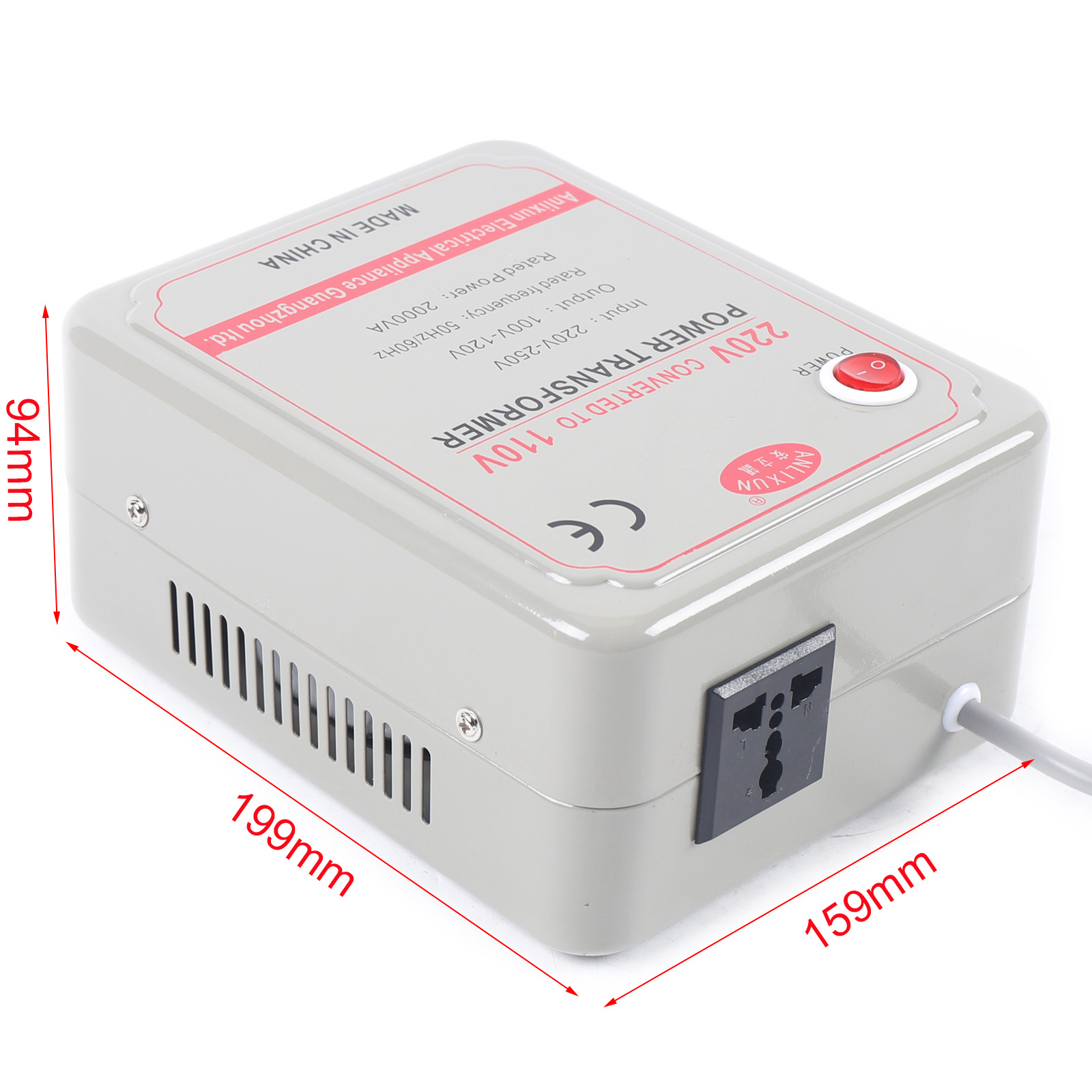 220V-250V a 100V-120V Conversor Transformador Spannungswandler 500/1000/2000W