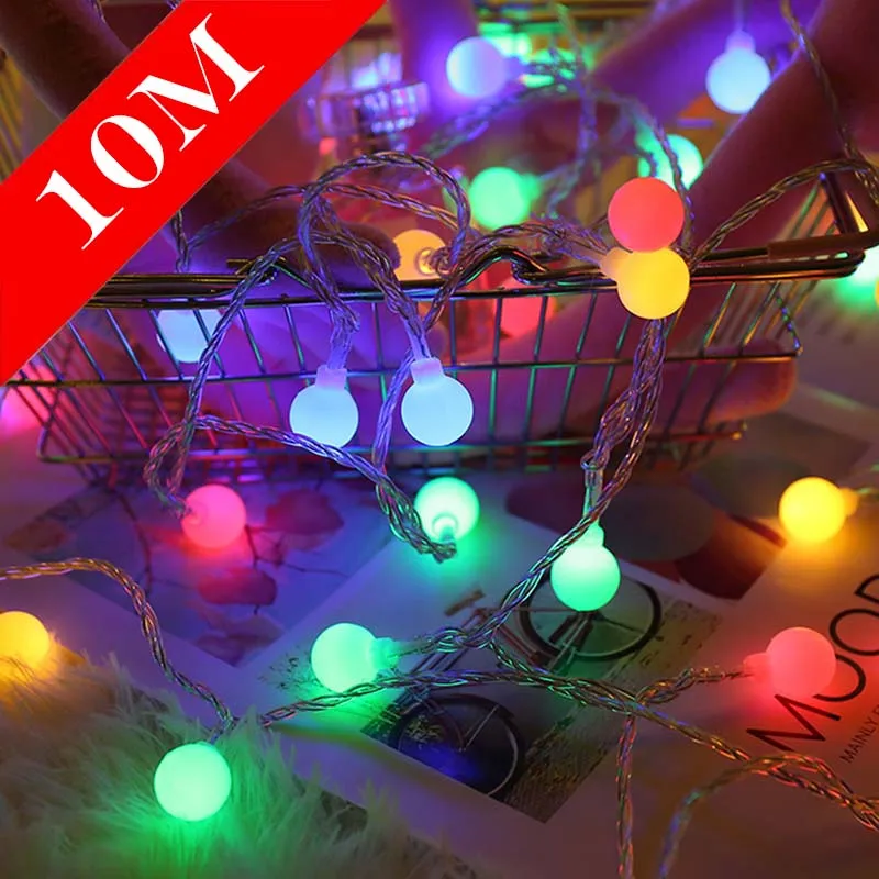 2M 5M 10M Anh Đào Bóng LED Cổ Dây Đèn Pin USB Hoạt Động Vòng Hoa Năm Mới Cưới Giáng Sinh trang Trí Ngoài Trời Phòng