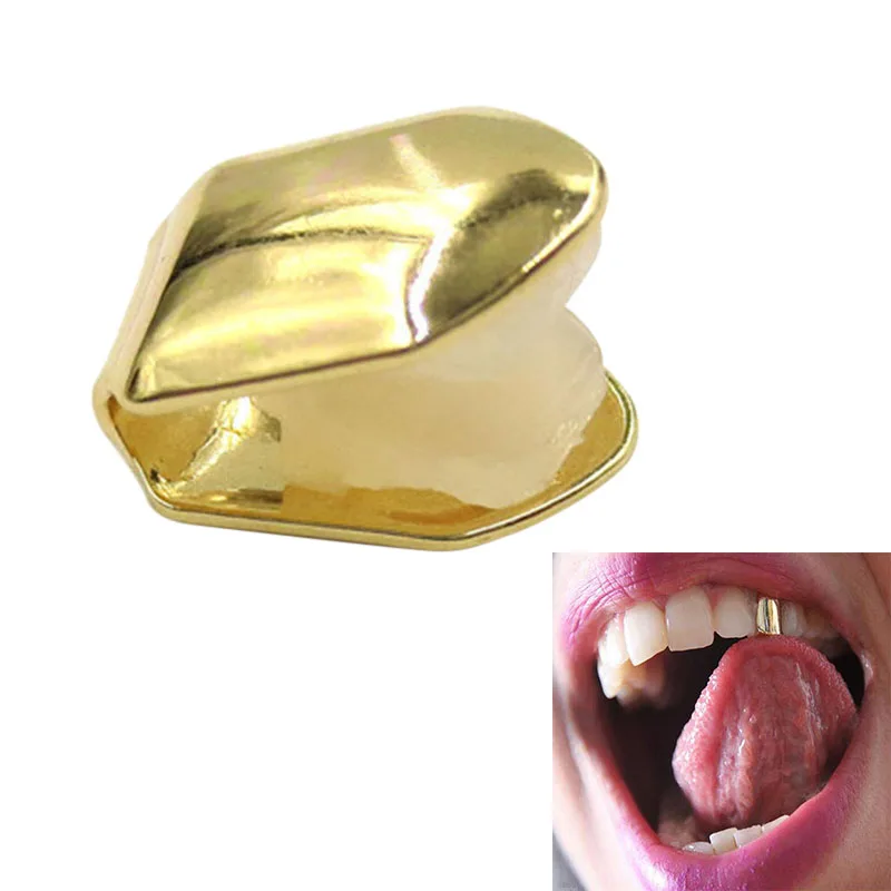 1 unidad de tapa pequeña de un solo diente, parrilla de dientes de Hip Hop, oro/plata/oro rosa/negro, Metal pequeño para hombres, 1 pieza de oro/plata/oro rosa/negro