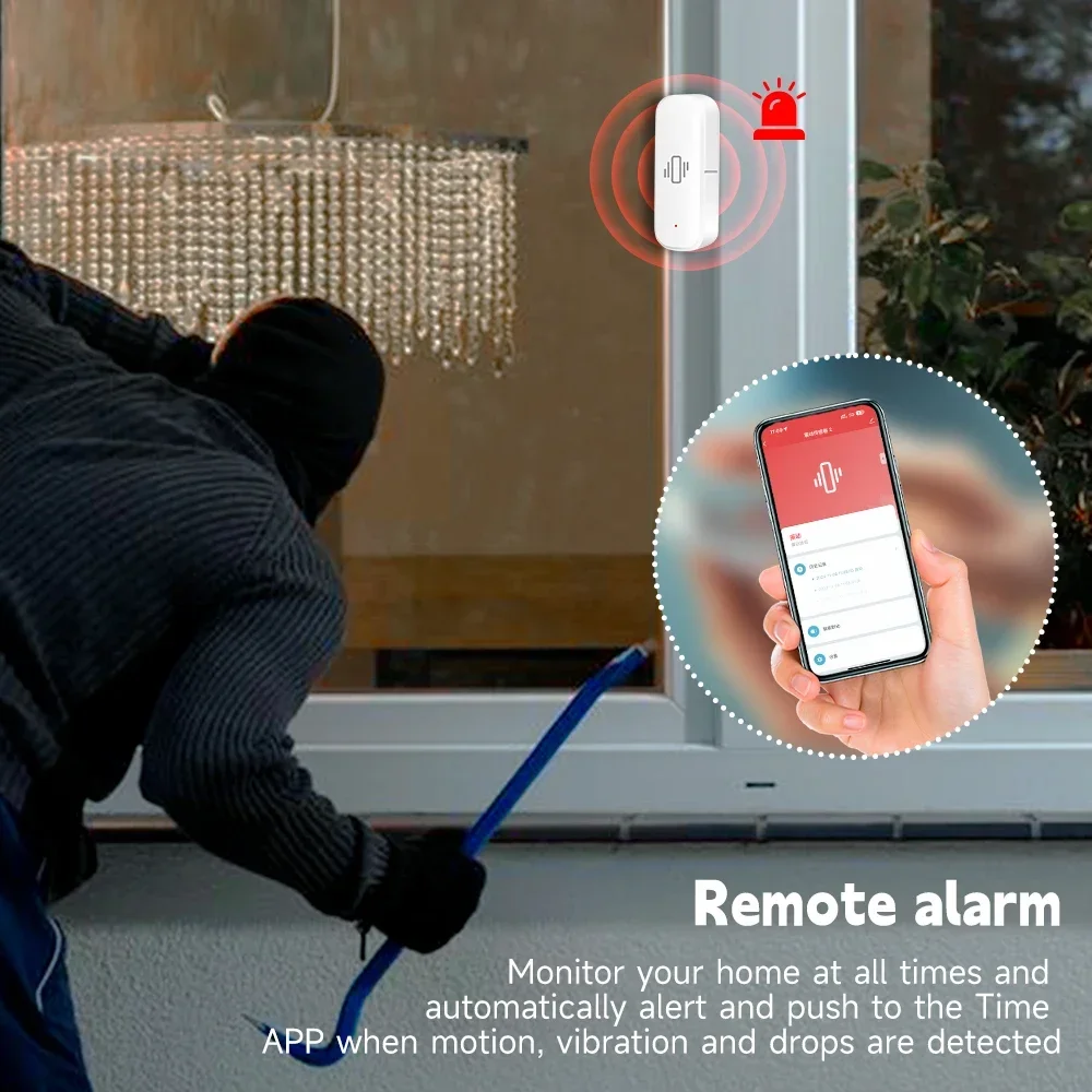 Tuya Smart Life Vibration Sensor WiFi Tuya Sensor Monitor App Control Security Protection Zigbee Sensor Motion Shock Alarm