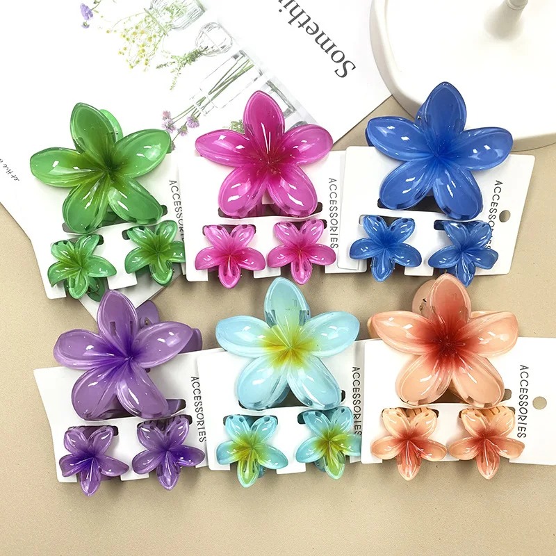 3 unids/set dulce flor colroful gradiente garras para el cabello Cola de Caballo Cip abrazadera pasadores horquillas para mujeres chica accesorios para el cabello de playa
