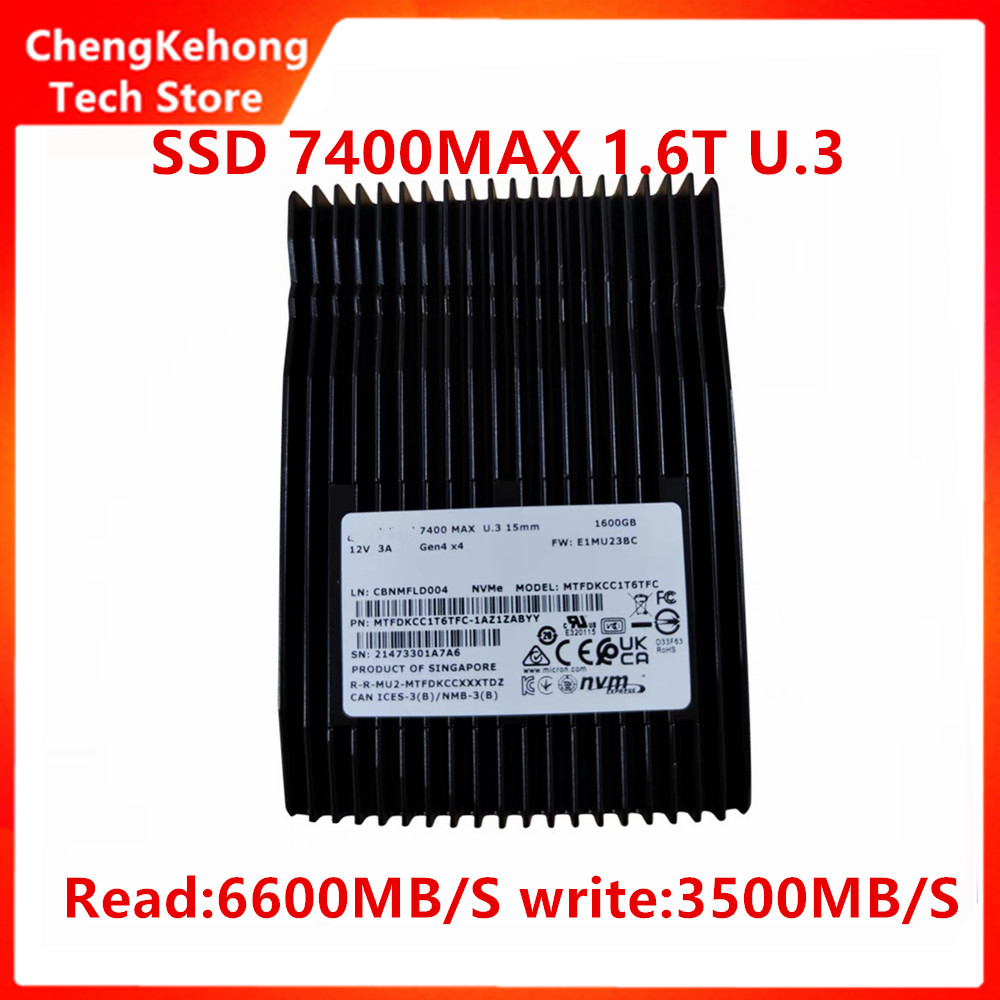 Original Micron SSD 7400MAX 3,2T 1,6T U.3 Gen4X4 PCIE4.0 NVME Enterprise Server Solid State Drive Neu