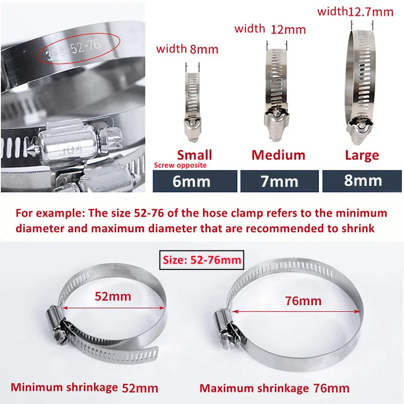 5 8Mm-Ống 700Mm Kẹp Nặng Dụng Inox Kẹp Xe Nhiên Liệu Vòi Ống Kẹp con Sâu Ổ Bền Chống Oxy Hóa