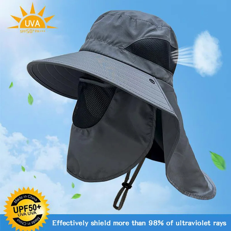 Sombreros para el sol de verano, sombreros para pescar al aire libre, viseras para acampar para hombres y mujeres, sombreros de cubo con solapa para el cuello