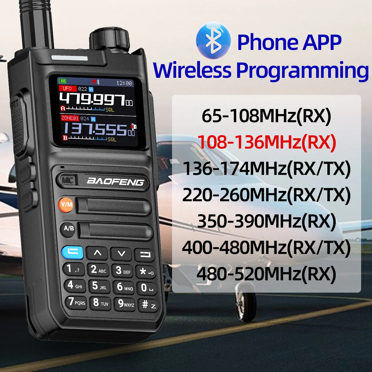 Baofeng AR26 Walkie Talkie Long Range GPS Telefon APP Drahtlose Programmierung Air Band Aufnahme Zwei Weg Radio Typ-C Ladung