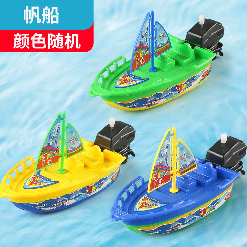 Clássico Wind Up Toy para crianças, barco a motor, brinquedos de banho, brinquedos de chuveiro, flutuar na água, presente para crianças
