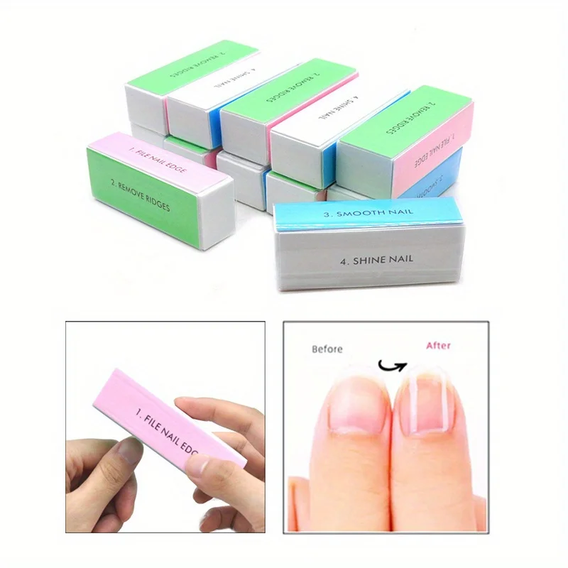 1/3/5 ชิ้น/เซ็ตเล็บบัฟเฟอร์ 4 WAY สีสัน Buffing BLOCK Shine ขัดเล็บ Buffing แฟ้มเล็บ Sanding