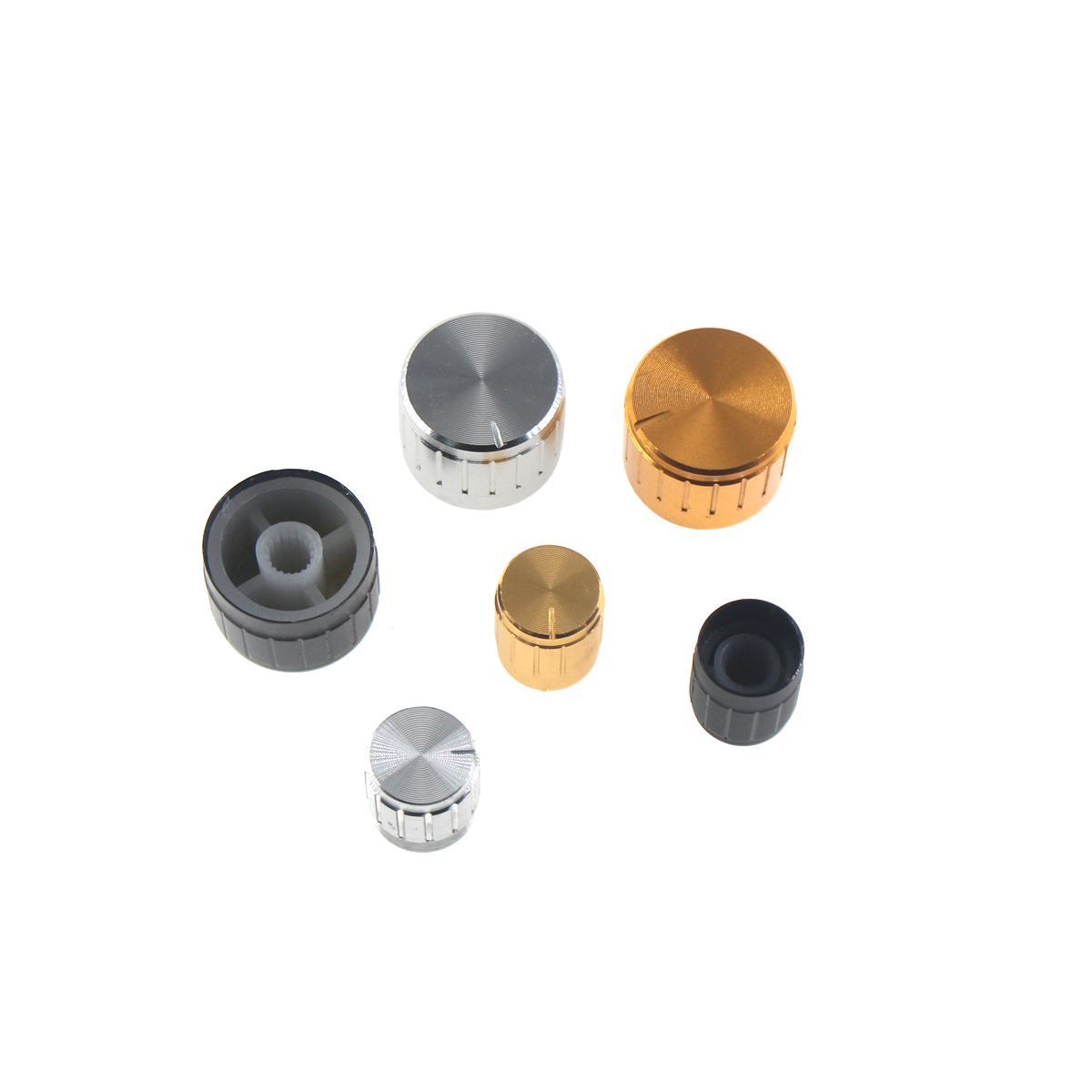 5PCS aluminum alloy knob hat 23*17/21*17/16.5*15mm inner hole diameter 6 mm amplifier audio aluminum alloy knob