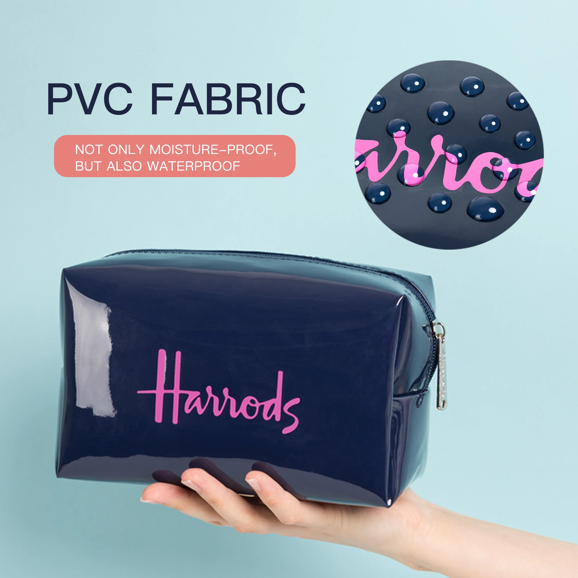 MABULA-Bolsa de maquillaje de PVC resistente al agua, bolsas de almacenamiento con estampado de letras de alta gama, bolsa de aseo portátil de viaje, bolso de mano cosmético de moda