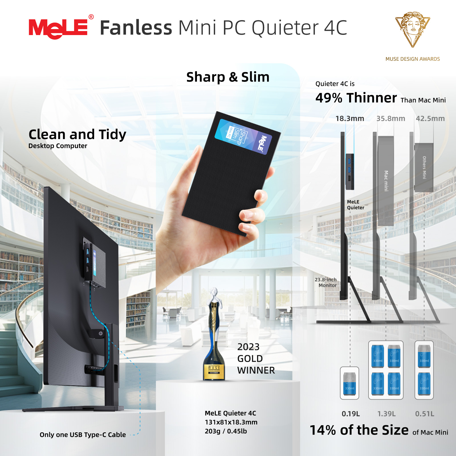 Mele fanless mini pc intel n100 8gb 256gb computador industrial micro desktop tela dupla wifi gigabit ethernet