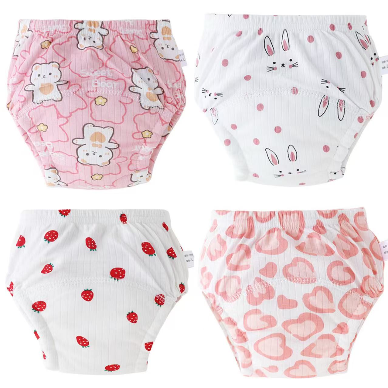 4PCS Atmungsaktive Baumwolle Neue Wiederverwendbare Waschbar Baby Töpfchen Training Hosen Infant Kleinkind Nette Unterwäsche Weiche Slips für Jungen Mädchen