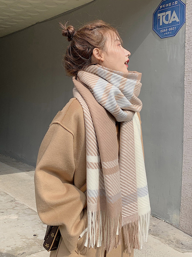 Mới Miễn Phí Vận Chuyển Nữ Khăn Choàng Thu Đông 2022 Cách Học Kẻ Sọc Scarve Khăn Choàng Pashmina Mujer Femme Foulard Bufanda Khăn Choàng Unisex Nam