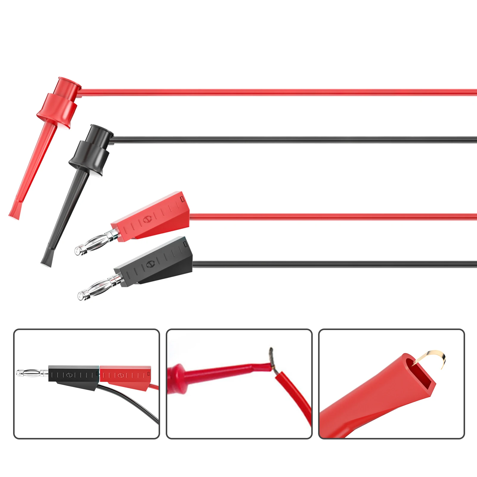 Cleqee P1308B Kit de cables de prueba para multímetro, 18 Uds., con agujas reemplazables, pinzas de cocodrilo, conector Banana de 4mm para probar el juego de Clips de gancho