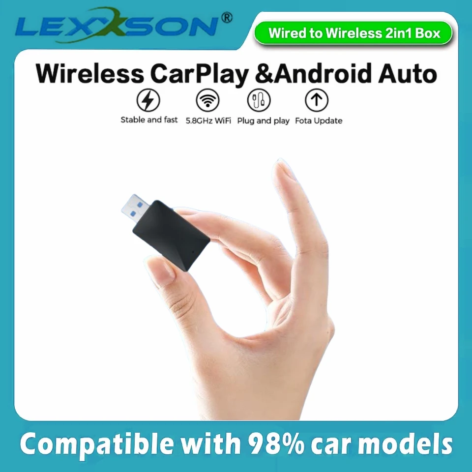2 em 1 sem fio carplay dongle sem fio android adaptador automático ai caixa inteligente sistemas inteligentes do carro para carro com carplay com fio