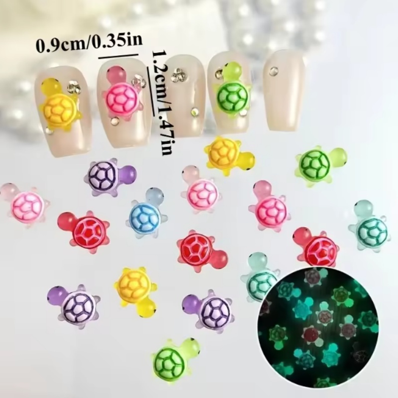 100/500Pcs Mini Luminous Turtle Eight Color Decorative Bead Decoration DIY Accessories Resin Accessories Handmade DIY Decoration