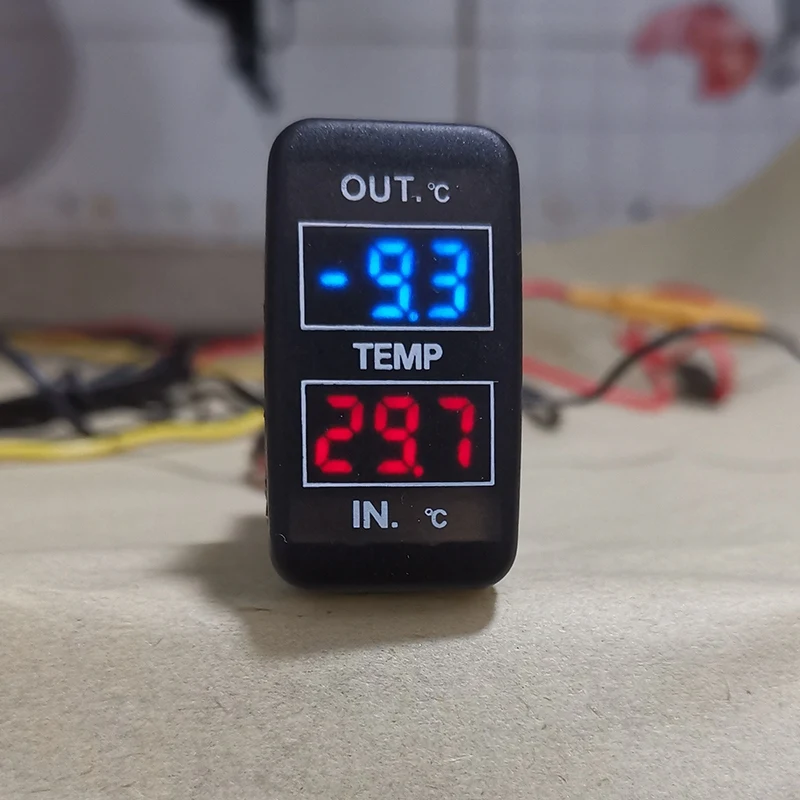 Display de temperatura dupla dentro e fora do carro sensor de temperatura dupla para toyota corolla reiz prado prius